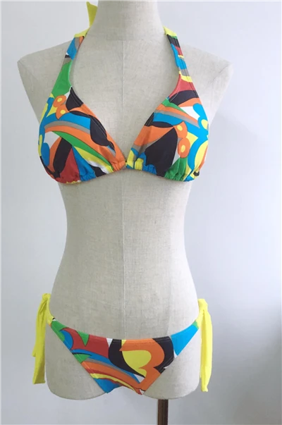 Abstract Geo Print Halter Tie bikini rinkinys
